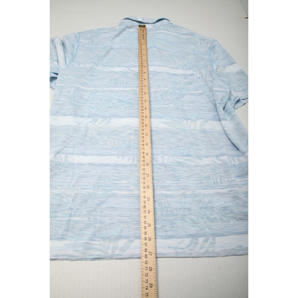 Tommy Bahama Polo Shirt Men Medium Blue Floral Palms Reverse Print Pima Cotton - Picture 9 of 11